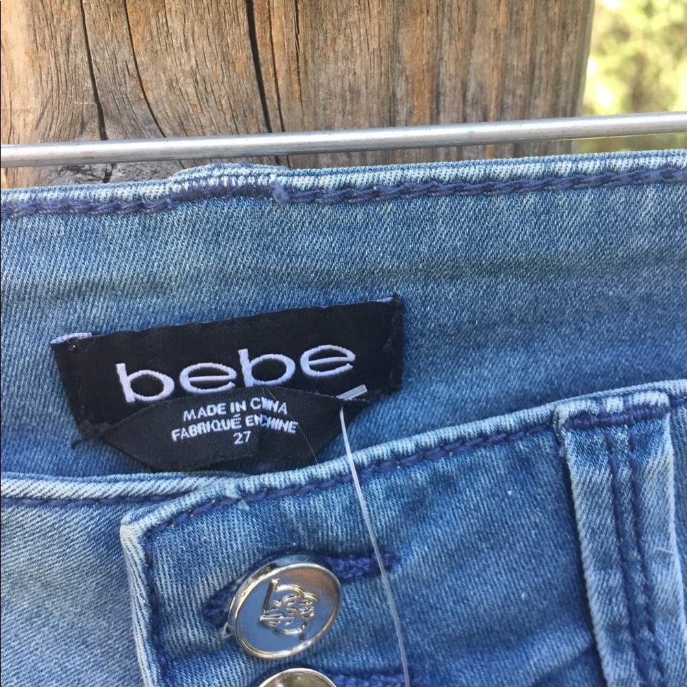 Bebe stone washed boaters high waisted distressed  barrel jeans - Picture 5 of 7
